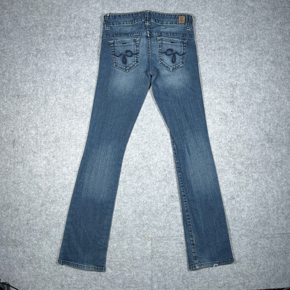 Guess Denim Jeans Womens 25 Blue Flare Y2K Low Rise Embroidered Pockets